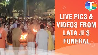 Lata Mangeshkar Funeral Live pictures amp videos from the legendary singers last rites [upl. by Adnamar]