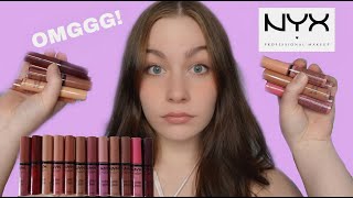 NYX BUTTER GLOSSES  12 SHADE SWATCHES [upl. by Niamor]