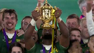 Siya Kolisi lifts the Webb Ellis Cup after South Africa win Rugby World Cup 2019 [upl. by Eenahpets549]