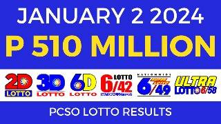 Lotto Result January 2 2024 9pm PCSO [upl. by Tristam668]