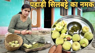 पहाड़ी स्वादिष्ट सिलबट्टे का नमक  आडू और नमक  villagers lifestyle in uttarakhand  RTK Vlogs [upl. by Pytlik111]