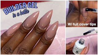 HOW TO use BUILDER GEL in a BOTTLE with full cover nail tips  Nailwind [upl. by Oryaj]