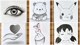 6 Easy drawing ideas that anyone can do  Easy drawings step by step  Pencil sketch drawing [upl. by Yesmar]