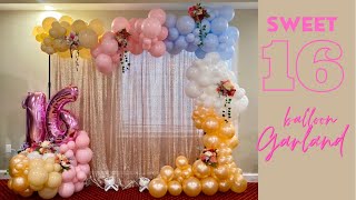 DIY 16th birthday balloon garland Birthday Balloon Decoration [upl. by Ynove]