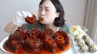 이틀동안 만든 불닭 우족찜 먹방🔥오랜만에 너무 먹고싶어서 남편에게 만들어달라고 조름🥹❤ REALSOUND MUKBANG D [upl. by Noived]