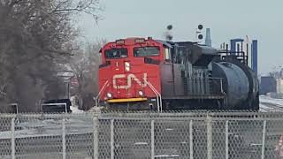 A CN tank train pulls out of Fort Rouge yards on a beautiful Tuesday afternoon January 30th 2024 [upl. by Aivatal]