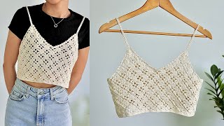 Crochet Floral Square Top Tutorial  Chenda DIY [upl. by Izawa]