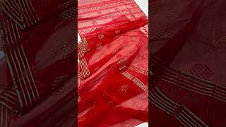 red jamdani saree জামদানি heritageshortsviral [upl. by Llorre]