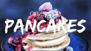 VEGAN AMERICAN PANCAKES  ROOD FRUIT COMPOTE  Lets Vegan [upl. by Johnstone]