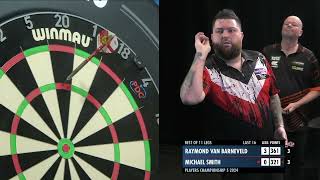 NINEDARTER  Michael Smith hits a perfect leg against Barney at PC5 [upl. by Eelac719]