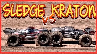 Traxxas Sledge VS Arrma Kraton EXB RTR On the TRACK [upl. by Remo]