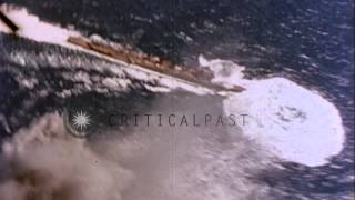 United States aircraft from USS Cowpens attack the Japanese Sendai class light crHD Stock Footage [upl. by Katee177]