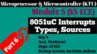 Module 5Part 68051 Interrupts Types of InterruptsMicroprocessor amp MicrocontrollerS5 ECEKTU [upl. by Logan]