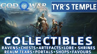 God of War  Tyrs Temple All Collectible Locations Ravens Chests Artefacts Shrines  100 [upl. by Derej991]