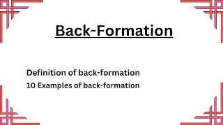 BackFormation with Examples  Word Formation [upl. by Giusto]