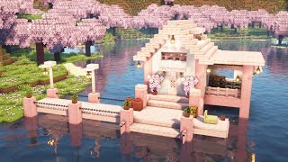 Minecraft How to Build a Cherry Blossom Fishing Dock  Fisherman’s House  Tutorial [upl. by Enenaj316]