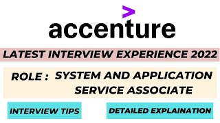 Accenture Interview Experience  System amp Application Service Associate  Interview Tips [upl. by Aluino231]