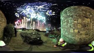 Fireworks at Edinburghs Hogmanay 360degree video [upl. by Noffets]