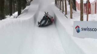 Austrian Bobsled crashes in St Moritz [upl. by Yakcm]