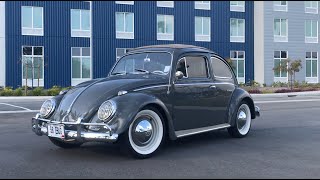 100 electric 100hp 1958 VW Beetle with ragtop sunroof in Anthracite [upl. by Asamot]