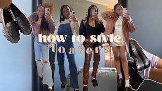 how to style loafers  8 outfits for chunky platform loafers [upl. by Hgieleak]