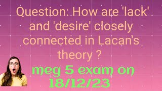 Question How are lack and desire MEG5TEE [upl. by Eimaral]