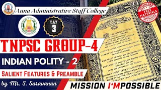 MISSION IMPOSSIBLE  Day 3  Salient Features amp Preamble  Indian Polity 2  G4  Mr S Saravanan [upl. by Sturdivant]