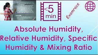 Absolute Humidity Relative Humidity Specific Humidity amp Mixing Ratio  Geography Climatology [upl. by Aleekat]