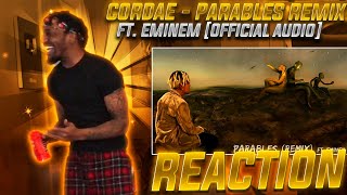 EMINEM STILL BEING EMINEM  Cordae  Parables Remix FT Eminem REACTION [upl. by Durarte]