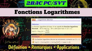 Logarithme décimal — Fonctions Logarithmes — Définition  Remarques et Applications — 2 BAC PCSVT [upl. by Eenolem]