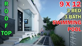 Rumah Minimalis Split Level 15 lantai di lahan 9x12 meter 3 kamar 3 toilet kolam renang rooftop [upl. by Valli310]