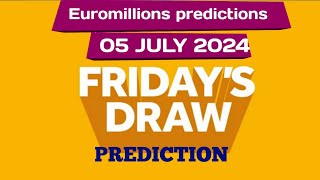 Euromillions prediction for today 05 July 2024  euromillions live tonight prediction [upl. by Oek]