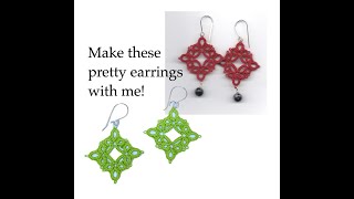 Tatting  Easy Diamond Earrings [upl. by Krell]