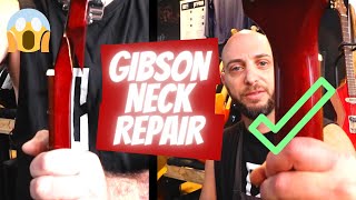 How to Repair a Broken Gibson Guitar Neck Les Paul [upl. by Purvis719]