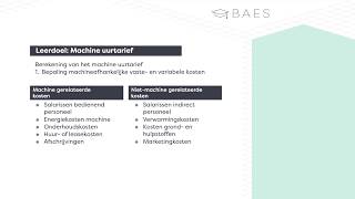 Het machineuurtarief berekenen  BAES Education [upl. by Arret]