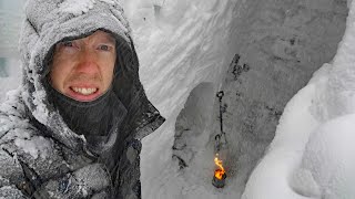 Survival Camping in 12 ft 4 m of Snow During a Blizzard [upl. by Pettifer924]