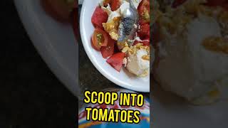 Salted Egg salad recipe using home grown tomatoes 2 ingredients Tomato 🍅 recipe ASMR cutting eggs [upl. by Lewison]