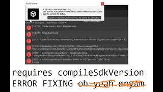 unity CheckAarMetadataWorkAction requires compileSdkVersion FIX [upl. by Atteval]