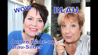 Anleitung Augen Makeup für blaue Augen auch für Anfänger und ü50 ü60 Kombination Blau mit Silber [upl. by Anastasio]