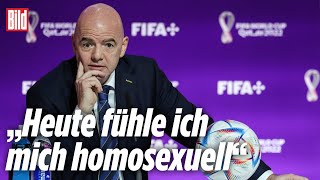 Irre Aussagen zur WM in Katar FIFAPräsident Infantino gibt SkandalPK [upl. by Ahsiya]