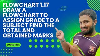 Flowchart 11  7 Draw a flow to assign the grades to subject and find the total and obtained marks [upl. by Eceertal]