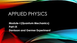 Davisson and Germer Experiment [upl. by Rubia]