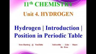 Hydrogen  Introduction  Position in Periodic Table  in Tamil  11th Chemistry [upl. by Marla652]