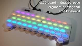 0x2Cboard overview — dualpurpose hexagonal split Keyboard [upl. by Etterrag]