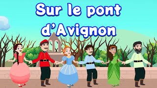 Sur le pont dAvignon  Comptine pour enfant et bébé avec paroles [upl. by Nickie]