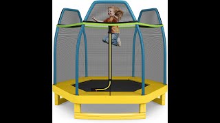 COSTWAY Trampolino Elastico per Bambini 223 cm Tappeto Elastico da Esterno ed Interno [upl. by Arikal938]