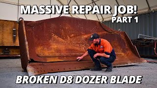 Massive Repair on BROKEN Bulldozer Blade  Part 1  Gouging amp Welding [upl. by Nylecyoj]