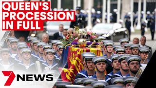 The Queens Funeral Procession to Westminster Abbey IN FULL  7NEWS [upl. by Wentworth823]