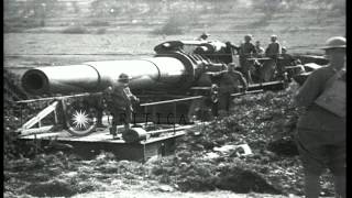 French gun crew firing a Schneider Obusiers de 520 520mm howitzer rail gun durHD Stock Footage [upl. by Iphagenia]