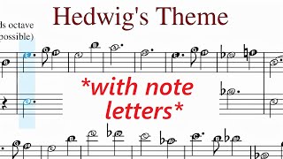 Hedwigs Theme From Harry Potter  Easy Piano Sheet Music With Note Letters [upl. by Sayer]